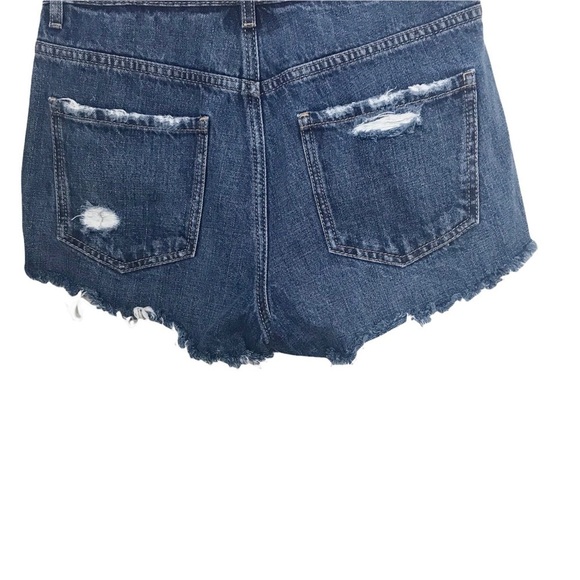 Garage Blue Raw Hem Distressed Jean Denim Shorts Juniors Size 1 - Picture 7 of 11